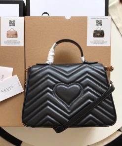 Gucci Marmont Top Handle Black Replica Bags 27cm (2)