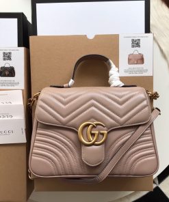 Gucci Marmont Top Handle Pink Super Fake Bags 27cm (2)