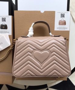 Gucci Marmont Top Handle Pink Super Fake Bags 27cm (2)