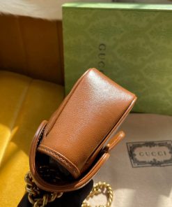 Gucci Marmont Womens Brown Replica Bags Lock Gold Size 22cm (2)