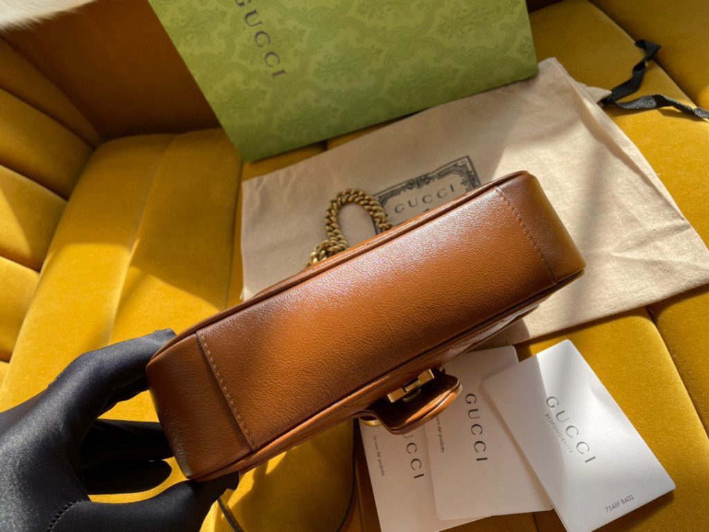 Gucci Marmont Womens Brown Replica Bags Lock Gold Size 22cm (2)