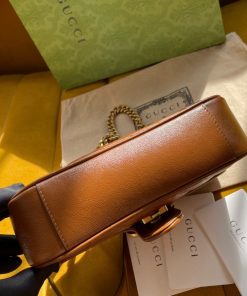 Gucci Marmont Womens Brown Replica Bags Lock Gold Size 22cm (2)