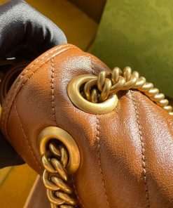 Gucci Marmont Womens Brown Replica Bags Lock Gold Size 22cm (2)