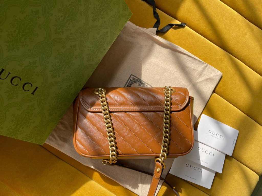 Gucci Marmont Womens Brown Replica Bags Lock Gold Size 22cm (2)