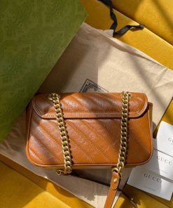 Gucci Marmont Womens Brown Replica Bags Lock Gold Size 22cm (2)