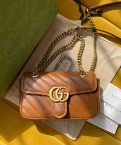 Gucci Marmont Womens Brown Replica Bags Lock Gold Size 22cm (2)