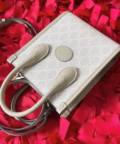 Gucci Mini Replica Bags Tote Interlocking G Beige White 18x12x5cm (1)