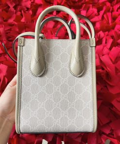 Gucci Mini Replica Bags Tote Interlocking G Beige White 18x12x5cm (1)