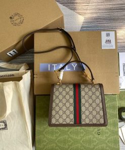 Gucci Ophidia GG Supreme Canvas Mini Shoulder Bag Best Replica Brown 25cm (2)