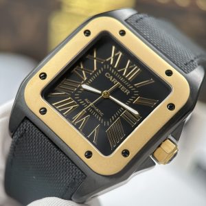 Cartier Santos 100 XL Demi Yellow Gold Replica Watches 51.1×41 (1)