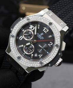 Hublot Big Bang Chronograph Black Dial Replica Watch Custom Moissanite Diamonds 44mm (2)