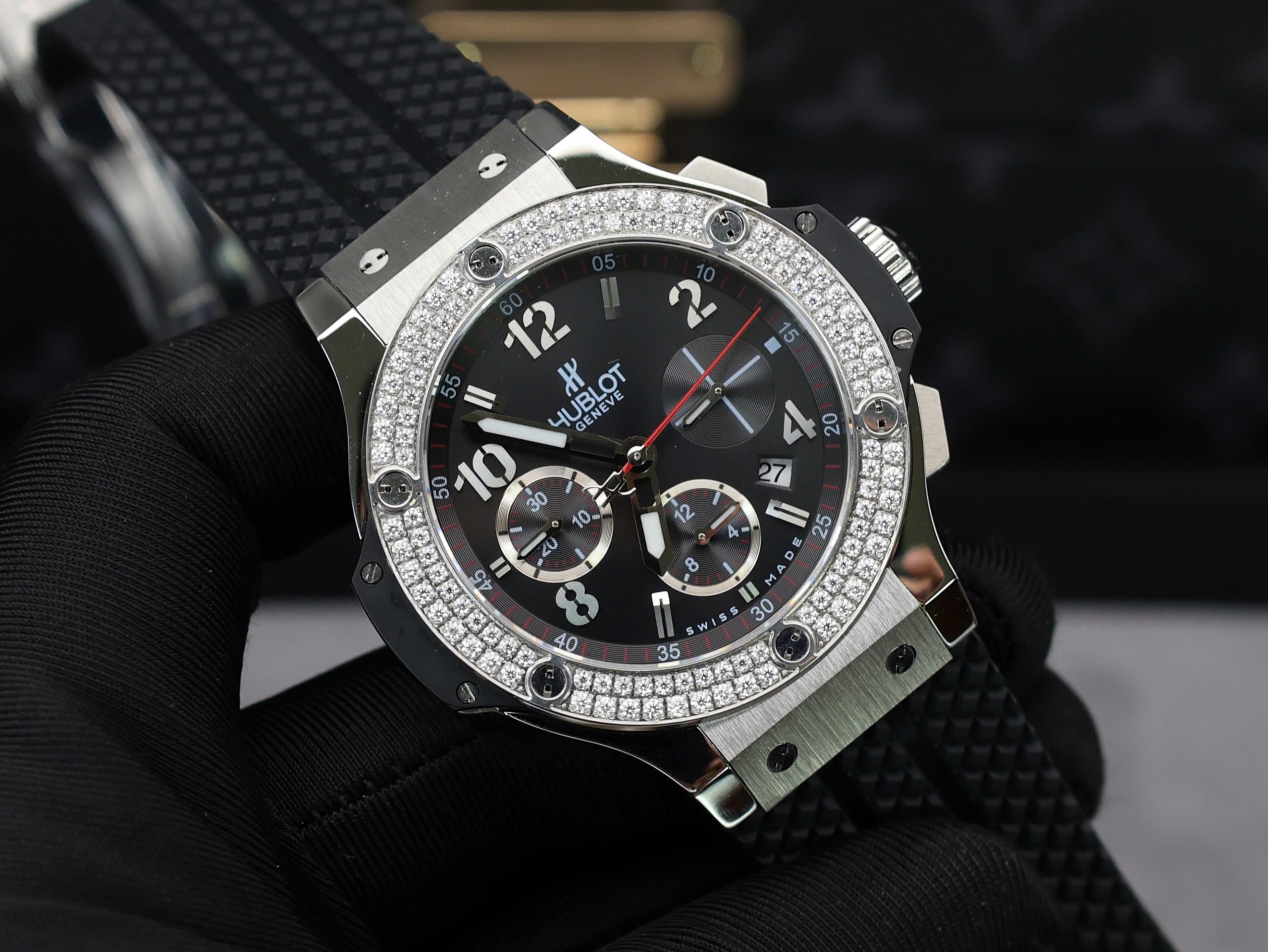Hublot Big Bang Chronograph Black Dial Replica Watch Custom Moissanite Diamonds 44mm (7) Hublot Big Bang Chronograph Black Dial Replica Watch Custom Moissanite Diamonds 44mm (2)