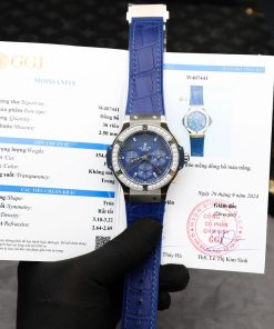Hublot Big Bang Chronograph Blue Dial Replica Watches Custom Moissanite Diamonds 44mm (2)