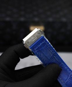 Hublot Big Bang Chronograph Blue Dial Replica Watches Custom Moissanite Diamonds 44mm (2)