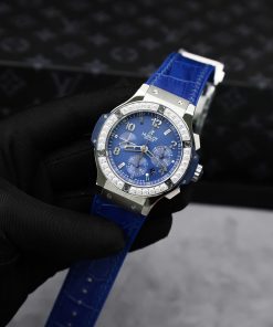 Hublot Big Bang Chronograph Blue Dial Replica Watches Custom Moissanite Diamonds 44mm (2)