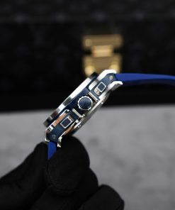 Hublot Big Bang Chronograph Blue Dial Replica Watches Custom Moissanite Diamonds 44mm (2)