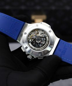 Hublot Big Bang Chronograph Blue Dial Replica Watches Custom Moissanite Diamonds 44mm (2)