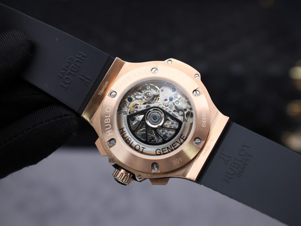 Hublot Big Bang Chronograph King Gold Black Dial Replica Watch Custom Moissanite Diamonds 44mm (2)