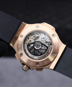 Hublot Big Bang Chronograph King Gold Black Dial Replica Watch Custom Moissanite Diamonds 44mm (2)
