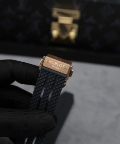Hublot Big Bang Chronograph King Gold Black Dial Replica Watch Custom Moissanite Diamonds 44mm (2)