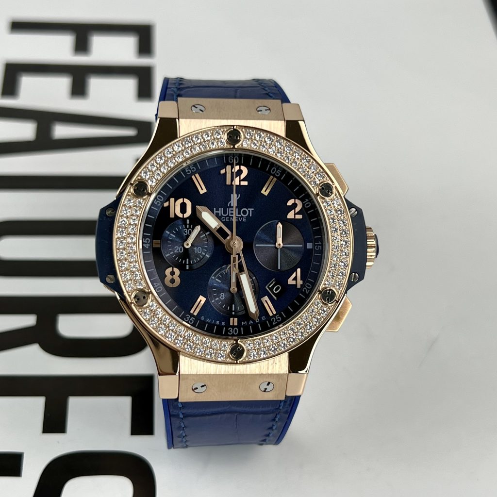 Hublot Big Bang Chronograph King Gold Blue Replica Watches 44mm (1)
