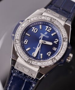 Hublot Big Bang One Click Titanium Blue Customs Moissanite Diamonds 39mm (1)