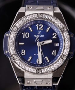 Hublot Big Bang One Click Titanium Blue Customs Moissanite Diamonds 39mm (1)