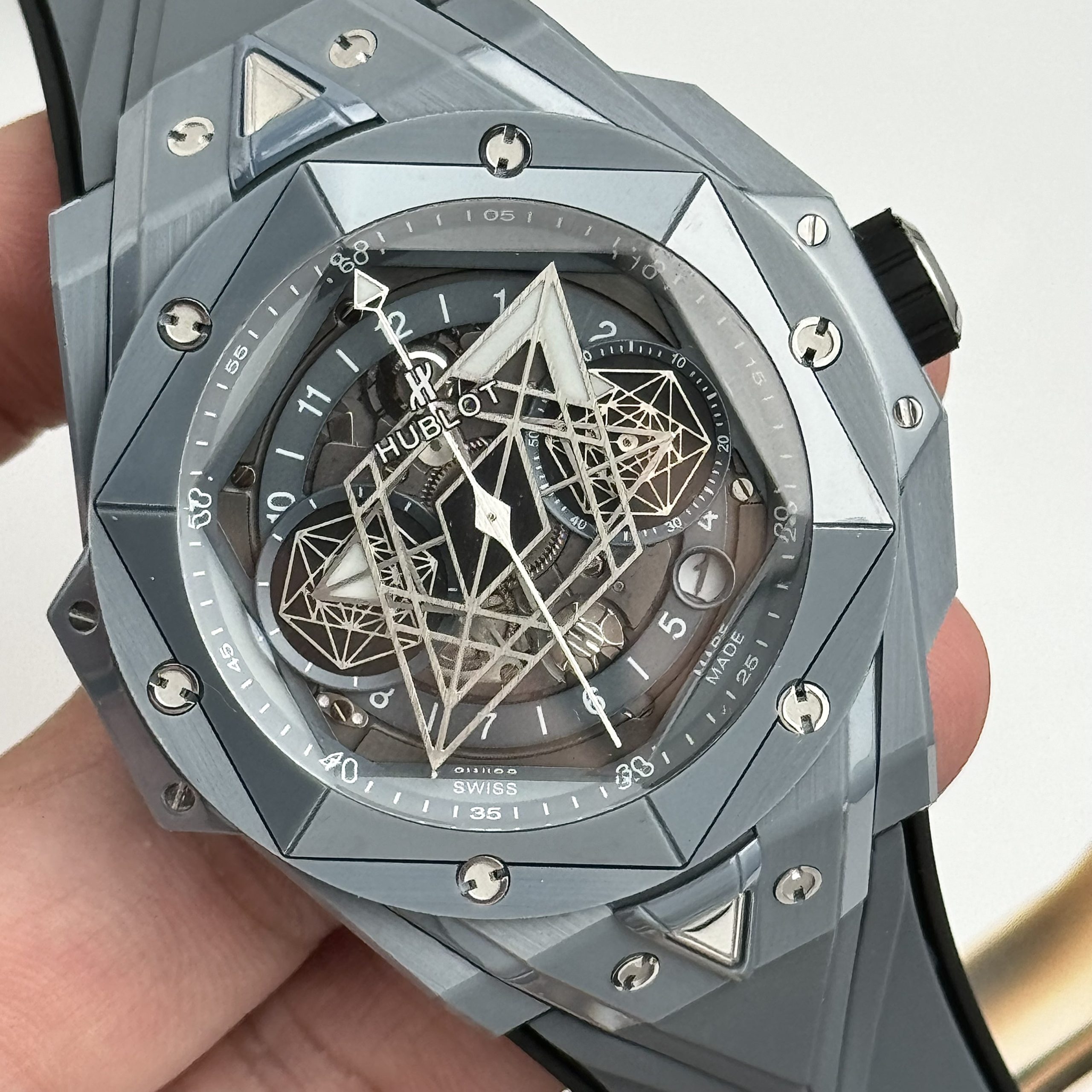 Hublot Big Bang Sang Bleu II Ceramic Gray Replica Watch BBF 45mm (1) Hublot Big Bang Sang Bleu II Ceramic Gray Replica Watch BBF 45mm (9)
