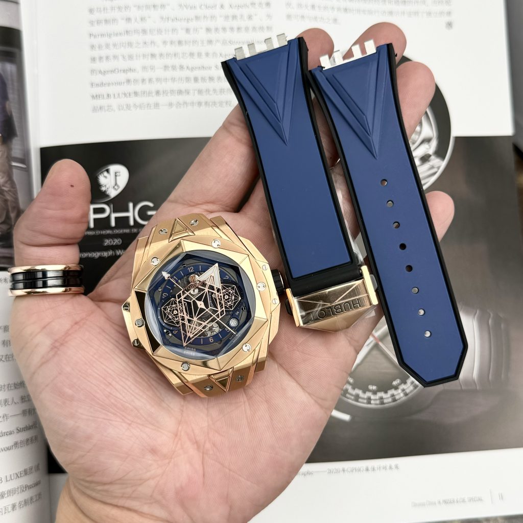 Hublot Big Bang Sang Bleu II King Gold Blue Best Replica BBF 45mm (1)