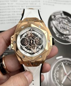 Hublot Big Bang Sang Bleu II King Gold White Replica BB Factory 45mm (2)