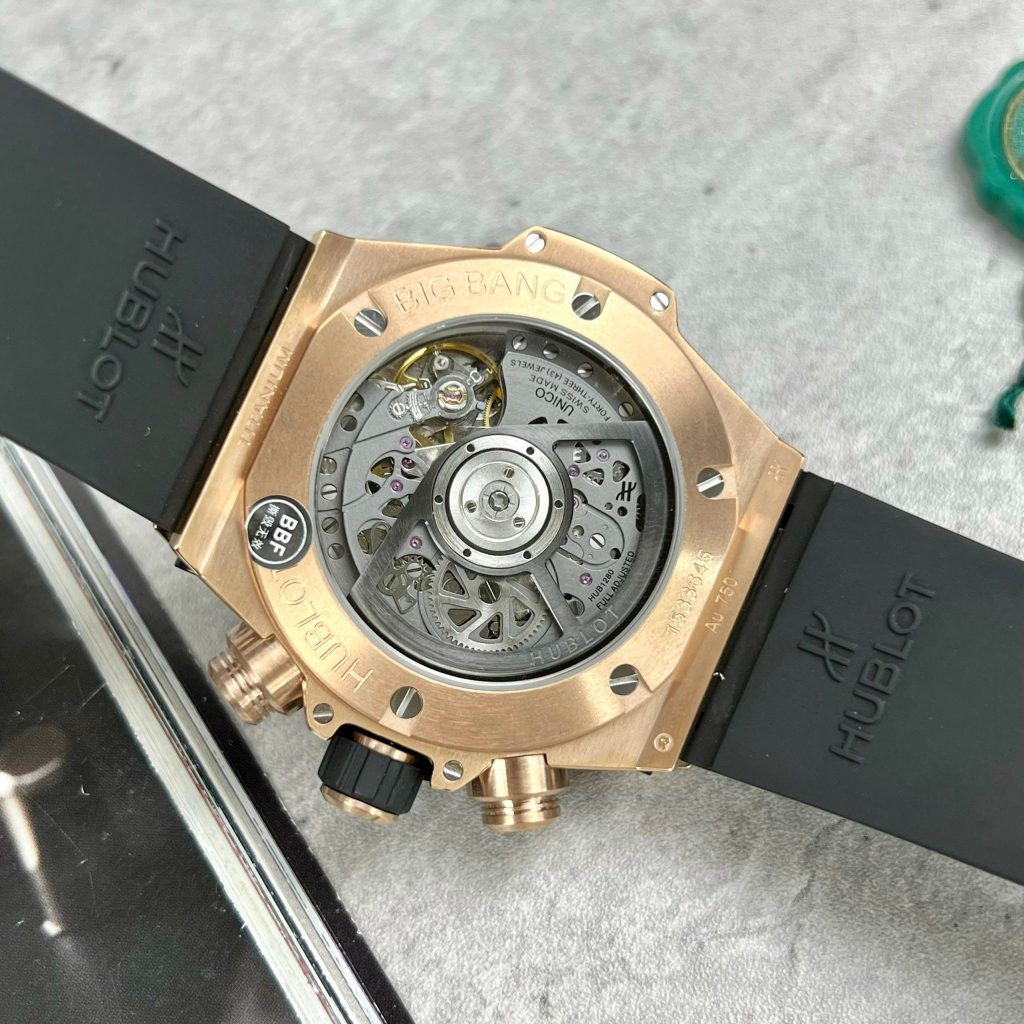 Hublot Big Bang Unico King Gold Black Ceramic Best Replica BBF 44mm (9)