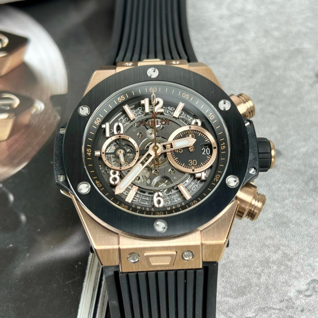 Hublot Big Bang Unico King Gold Black Ceramic Best Replica BBF 44mm (9)