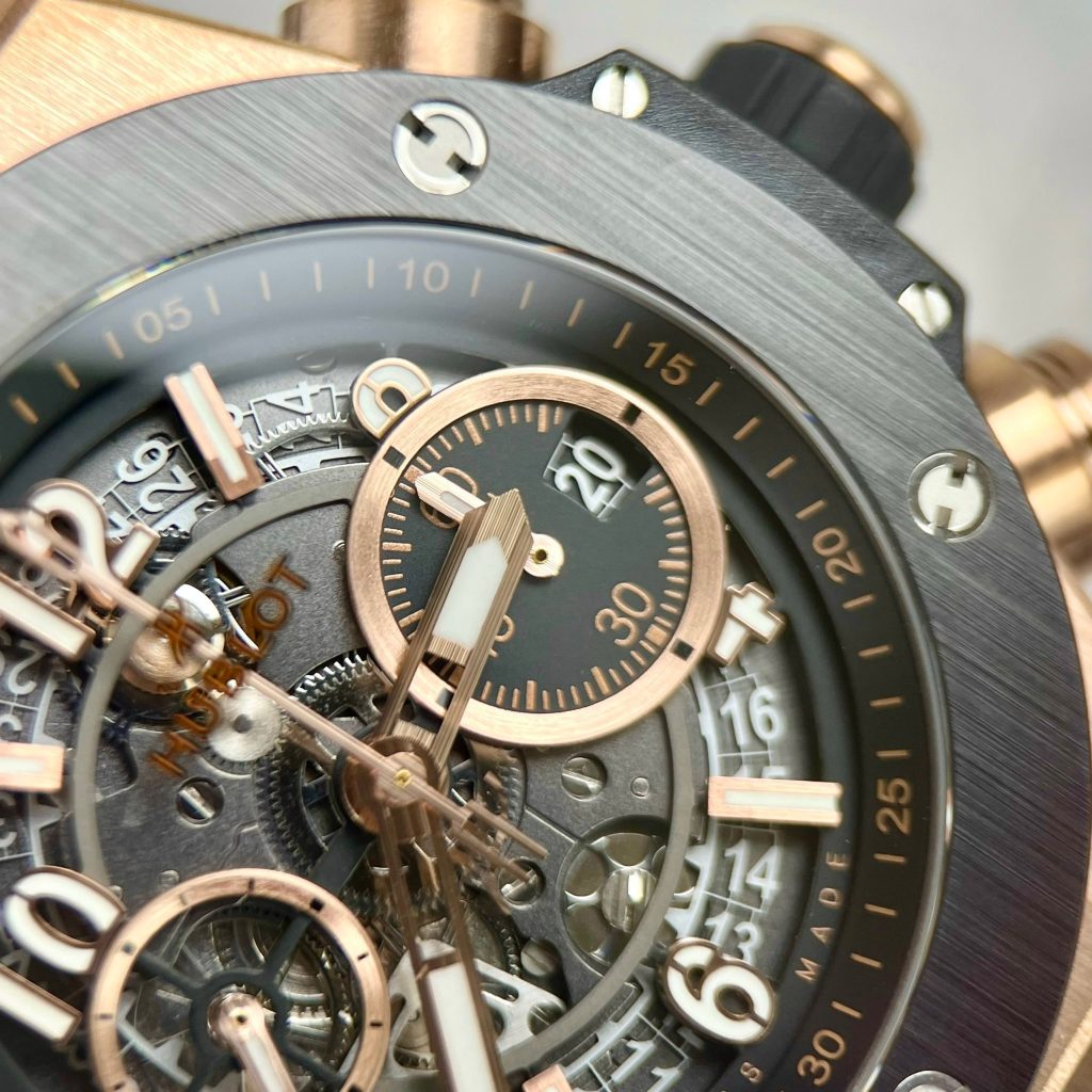 Hublot Big Bang Unico King Gold Black Ceramic Best Replica BBF 44mm (9)