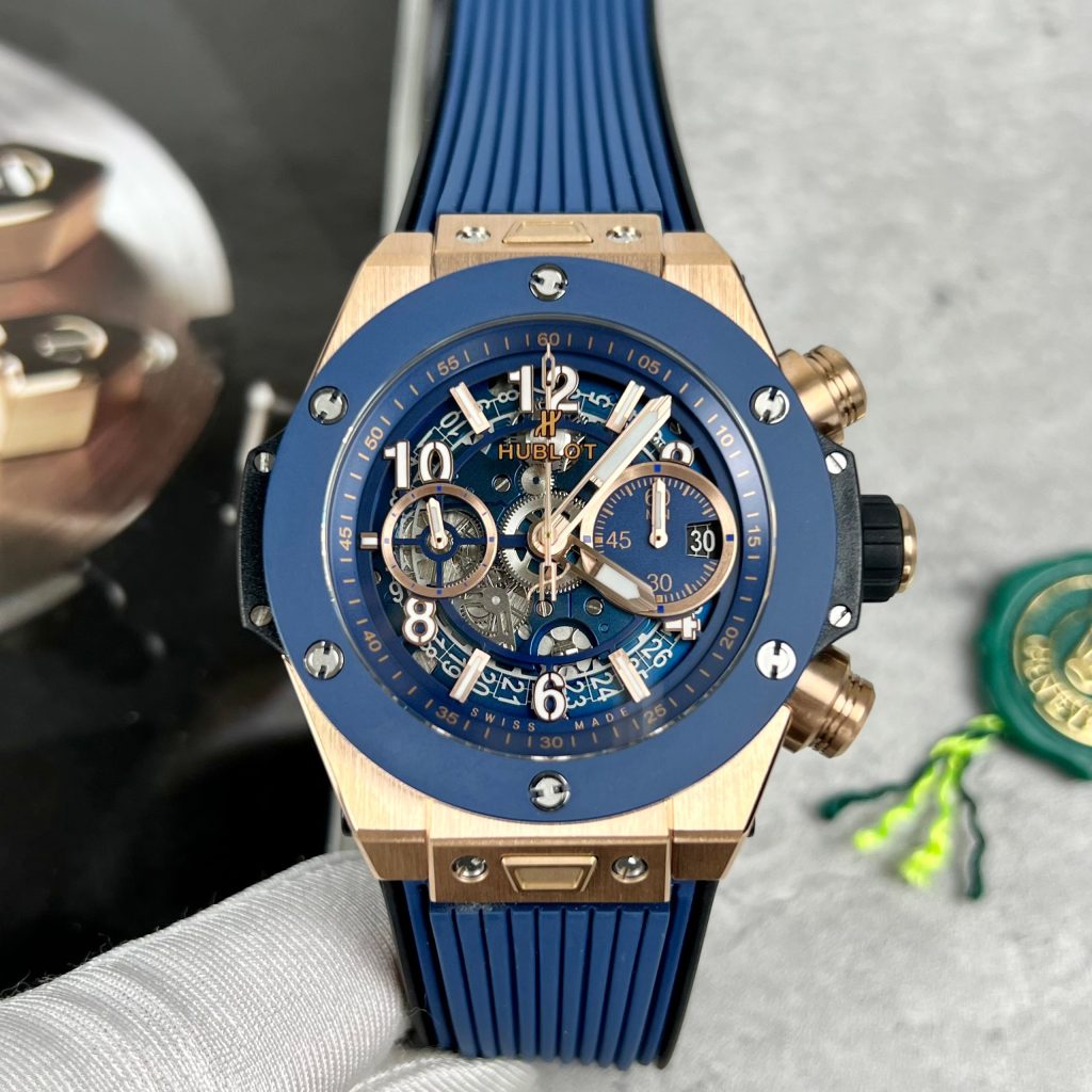 Hublot Big Bang Unico King Gold Blue Ceramic Best Replica BBF 44mm (9)