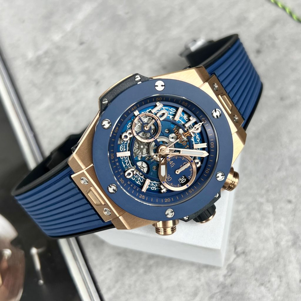Hublot Big Bang Unico King Gold Blue Ceramic Best Replica BBF 44mm (9)