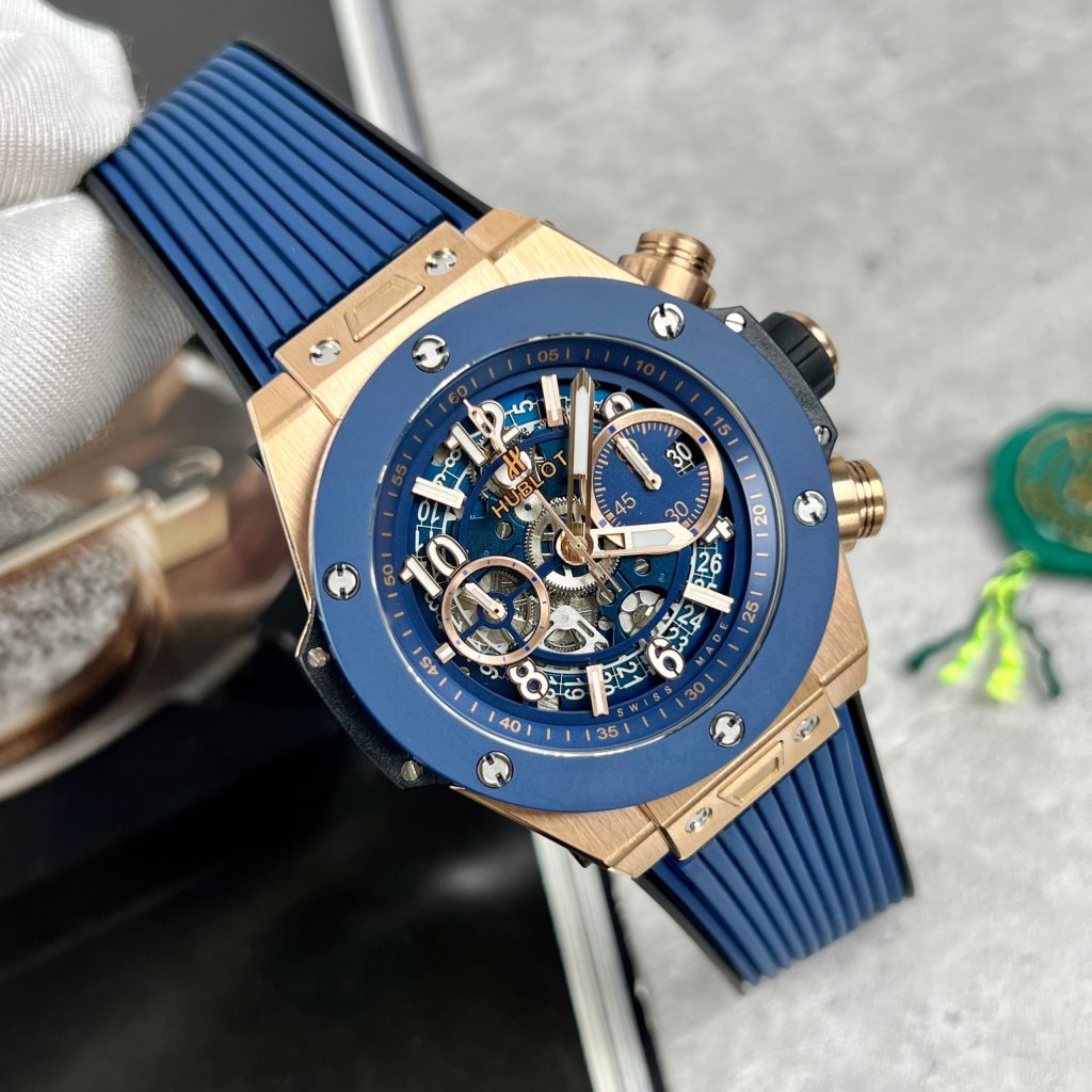 Hublot Big Bang Unico King Gold Blue Ceramic Best Replica BBF 44mm (9)