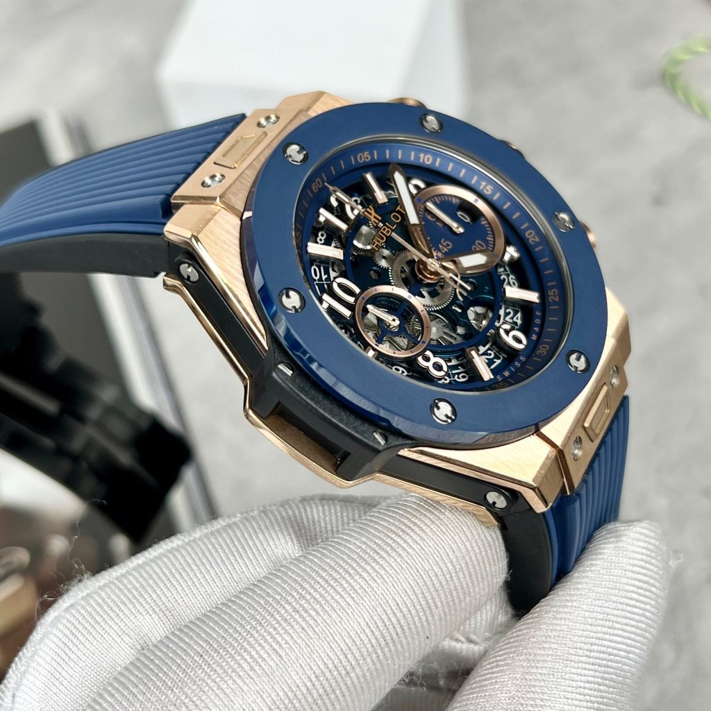 Hublot Big Bang Unico King Gold Blue Ceramic Best Replica BBF 44mm (9)