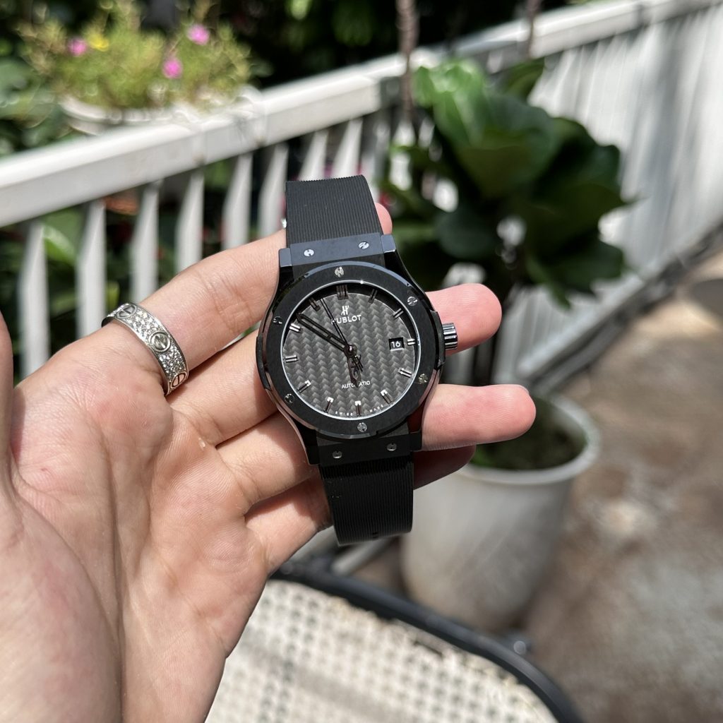 Hublot Classic Fusion Ceramic Replica Watches Carbon Black Dial JJZ 42mm (1)