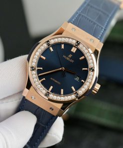 Hublot Classic Fusion King Gold Blue Diamonds Bezel Replica Watch 42mm (3)