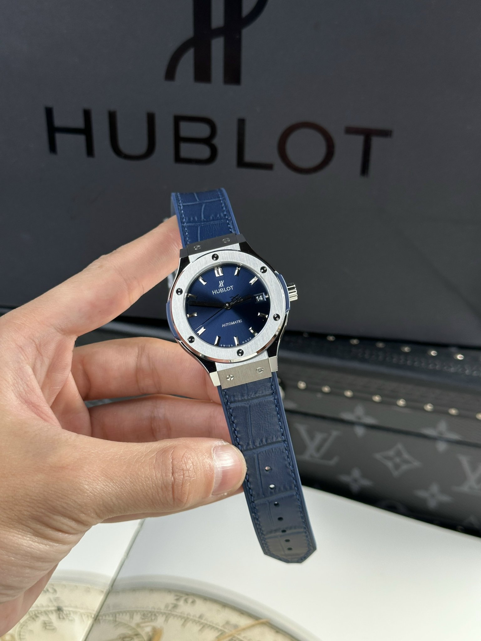Hublot Classic Fusion Titanium Blue Replica Watches JJF Factory 2024 38mm (2) Hublot Classic Fusion Titanium Blue Replica Watches JJF Factory 2024 38mm (1)