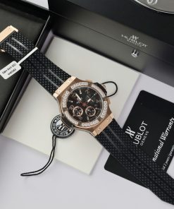 Hublot Replica Watch Big Bang Chronograph King Gold Black Dial Custom Moissanite Diamonds 44mm (2)