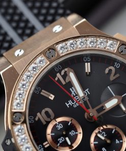 Hublot Replica Watch Big Bang Chronograph King Gold Black Dial Custom Moissanite Diamonds 44mm (2)