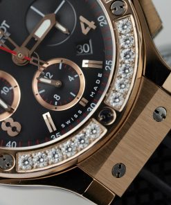 Hublot Replica Watch Big Bang Chronograph King Gold Black Dial Custom Moissanite Diamonds 44mm (2)