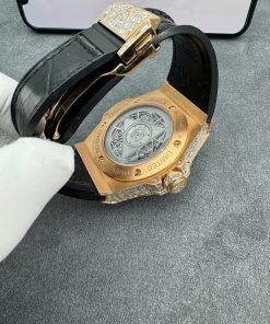 Hublot Sang Bleu Real Gold 18K Full Diamonds Baguette 45mm (3)