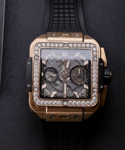 Hublot Square Bang King Gold Custom Bezel Diamonds Moissanite BBF Factory (11)