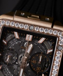 Hublot Square Bang King Gold Custom Bezel Diamonds Moissanite BBF Factory (11)