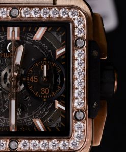 Hublot Square Bang King Gold Custom Bezel Diamonds Moissanite BBF Factory (11)