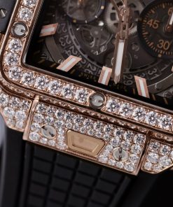 Hublot Square Bang Unico King Gold Custom Full Moissanite Diamonds 42mm (2)