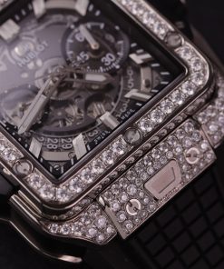 Hublot Square Bang Unico Titanium Custom Full Moissanite Diamonds Replica Watches 42mm (1)