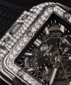 Hublot Square Bang Unico Titanium Custom Full Moissanite Diamonds Replica Watches 42mm (1)